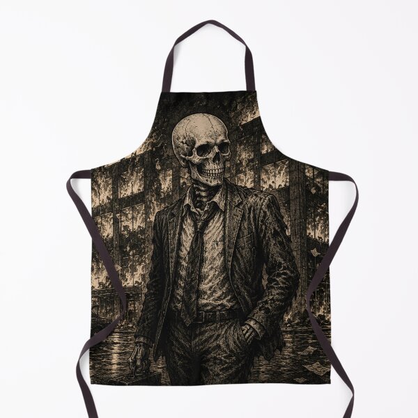 Item preview, Corporate Hell Skeleton Suit Burning Office Vintage Tapestry designed and sold by DarkOriginArts.