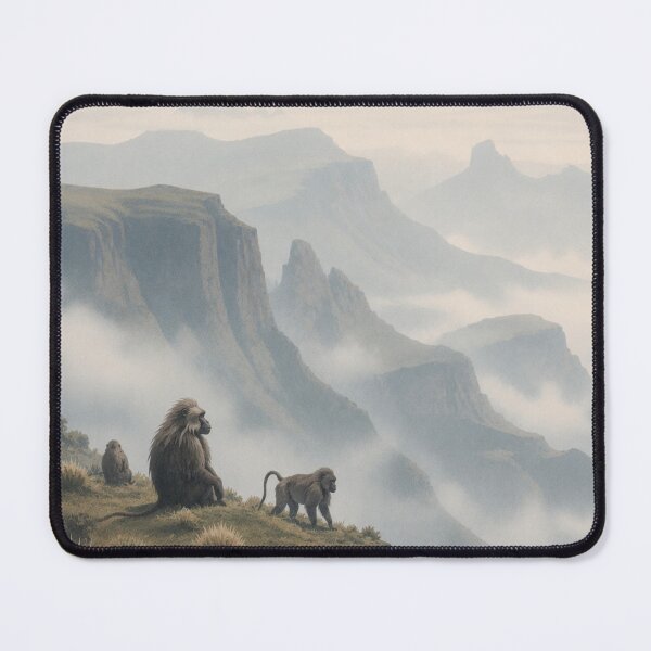 Item preview, Misty Mountain Baboon Wilderness Landscape Art designed and sold by Creative_Canvas.