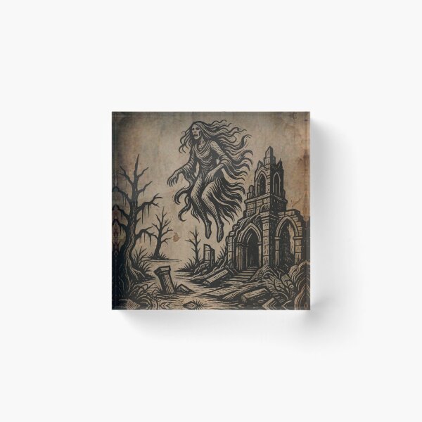 Item preview, Banshee Ghost Haunting Gothic Ruins Medieval Tapestry designed and sold by DarkOriginArts.