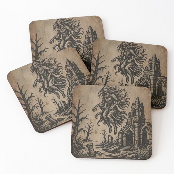 Item preview, Banshee Ghost Haunting Gothic Ruins Medieval Tapestry designed and sold by DarkOriginArts.