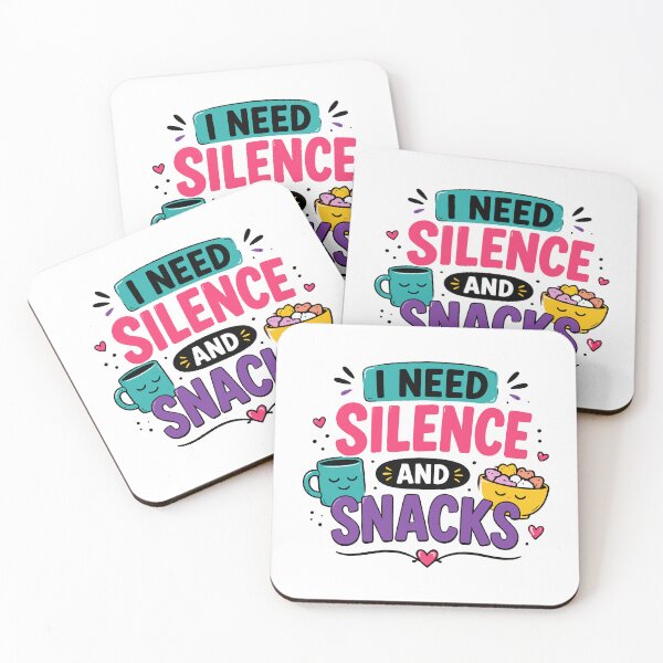 Item preview, I Need Silence And Snacks Funny Quote designed and sold by Gift Phrase Studio.