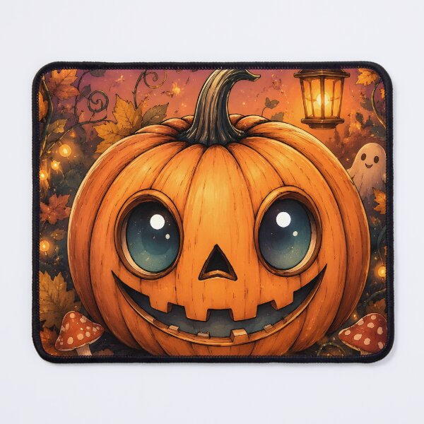 Item preview, Halloween 5 - Teal Eyed Halloween Pumpkin with Autumn Leaves designed and sold by NikaNavi.