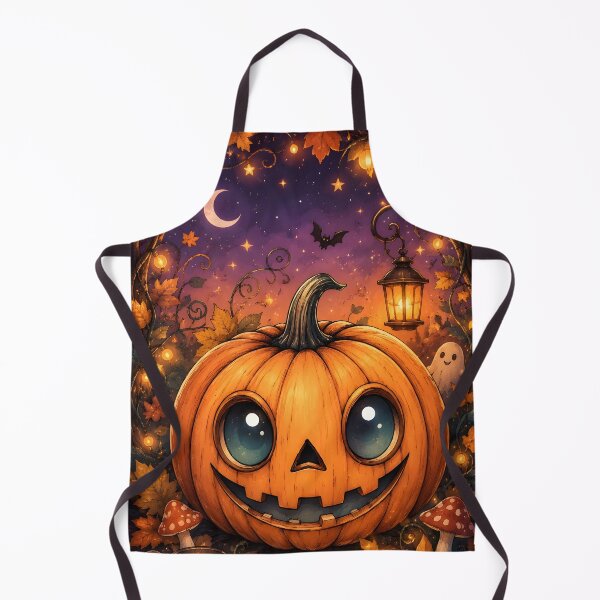 Item preview, Halloween 5 - Teal Eyed Halloween Pumpkin with Autumn Leaves designed and sold by NikaNavi.