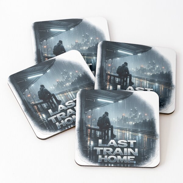 Item preview, LAST TRAIN HOME Cinematic Urban Loneliness Sticker | Rainy Night Aesthetic Travel Art designed and sold by Kannada Ink Studio.