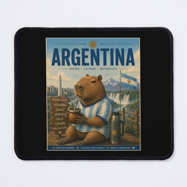 Item preview, Argentina Capybara Mate Vintage Travel Poster  designed and sold by Tienda-Vane.