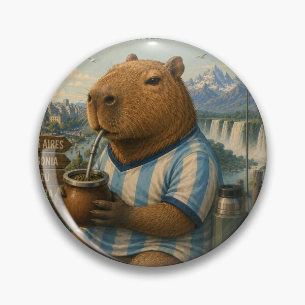 Item preview, Argentina Capybara Mate Vintage Travel Poster  designed and sold by Tienda-Vane.