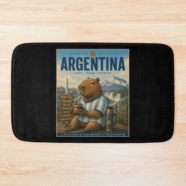 Item preview, Argentina Capybara Mate Vintage Travel Poster  designed and sold by Tienda-Vane.