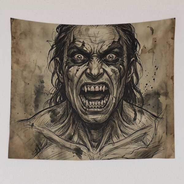 Item preview, Mad Berserker Rage Medieval Parchment Gothic Tapestry designed and sold by DarkOriginArts.