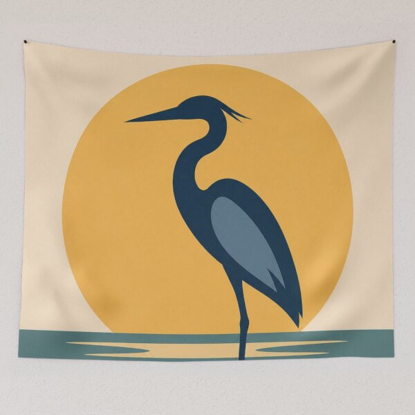 Item preview, Minimal Heron Sunset Coastal Silhouette Art designed and sold by Creative_Canvas.