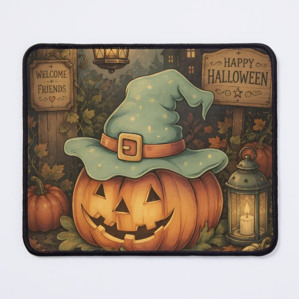 Item preview, Halloween 4 - Cute Pumpkin Wizard in Mint Witch Hat designed and sold by NikaNavi.