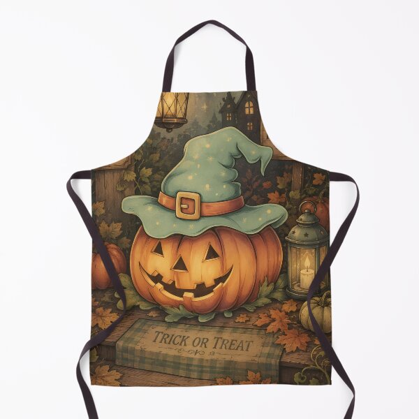 Item preview, Halloween 4 - Cute Pumpkin Wizard in Mint Witch Hat designed and sold by NikaNavi.