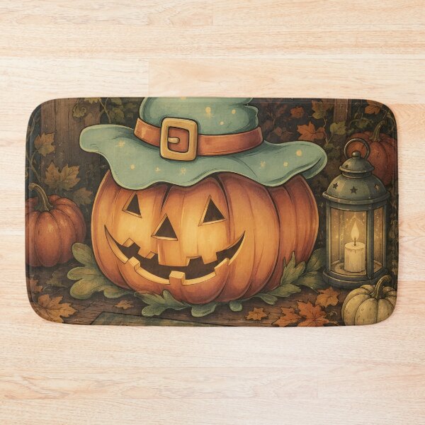 Item preview, Halloween 4 - Cute Pumpkin Wizard in Mint Witch Hat designed and sold by NikaNavi.
