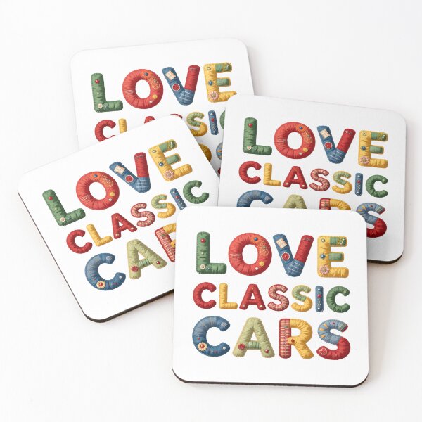 Item preview, LOVE CLASSIC CARS - IN COLORFUL FAUX LETTERING designed and sold by AlexOBrienArt.
