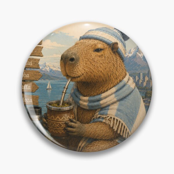 Item preview, Argentina Capybara Mate Vintage Travel Poster  designed and sold by Tienda-Vane.