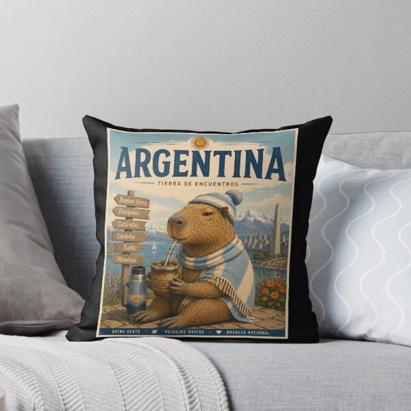 Item preview, Argentina Capybara Mate Vintage Travel Poster  designed and sold by Tienda-Vane.