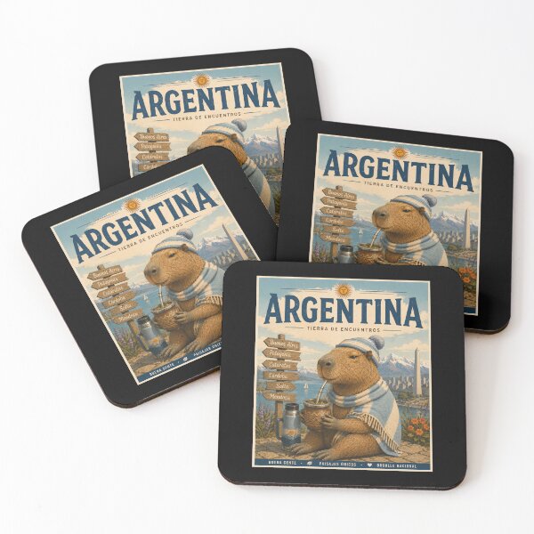 Item preview, Argentina Capybara Mate Vintage Travel Poster  designed and sold by Tienda-Vane.