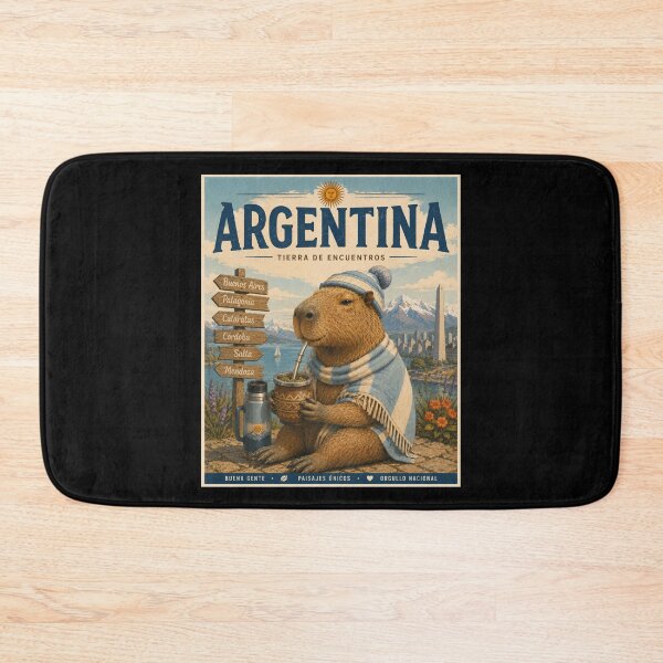 Item preview, Argentina Capybara Mate Vintage Travel Poster  designed and sold by Tienda-Vane.