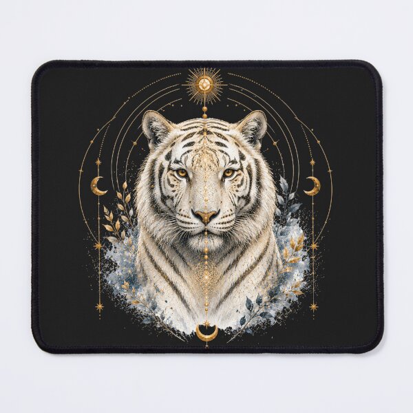 Item preview, Celestial White Tiger Sacred Geometry Spirit Animal Art designed and sold by KireaDesigns.