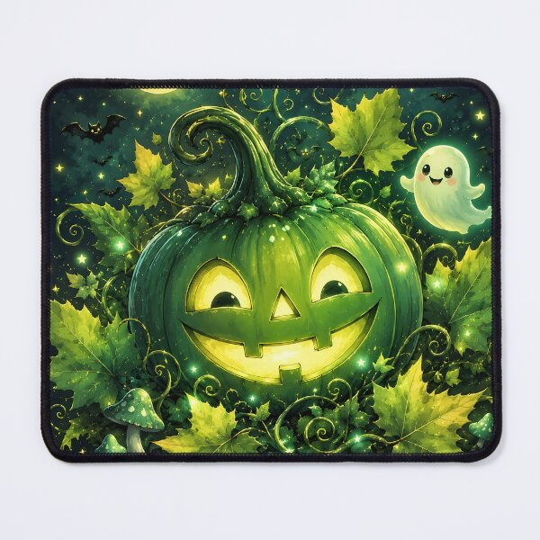 Item preview, Halloween 1 - Magical Green Jack-O-Lantern and Cute Ghost designed and sold by NikaNavi.