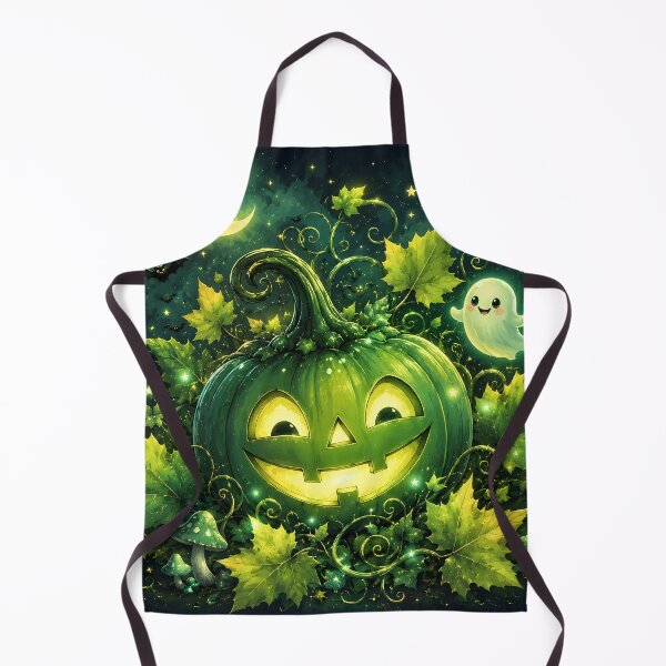 Item preview, Halloween 1 - Magical Green Jack-O-Lantern and Cute Ghost designed and sold by NikaNavi.