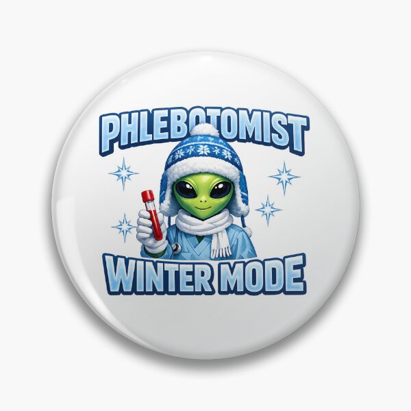 Item preview, Cute Alien Phlebotomist Winter Mode Retro Clock Style – Sci Fi Medical Lab Tech Christmas Season Sticker designed and sold by ClinicalHubs.