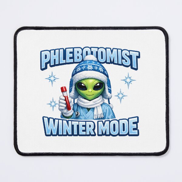 Item preview, Cute Alien Phlebotomist Winter Mode Retro Clock Style – Sci Fi Medical Lab Tech Christmas Season Sticker designed and sold by ClinicalHubs.