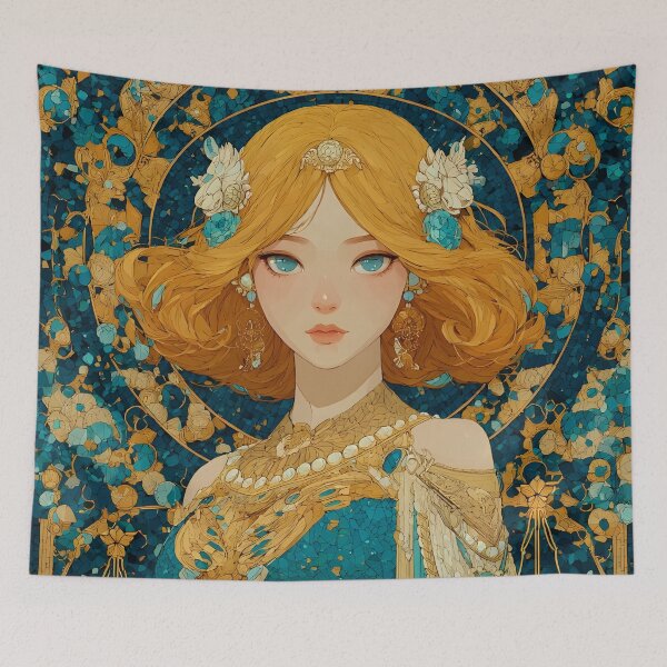 Item preview, Libra 2 - Golden Libra Goddess Mosaic Zodiac Art designed and sold by NikaNavi.