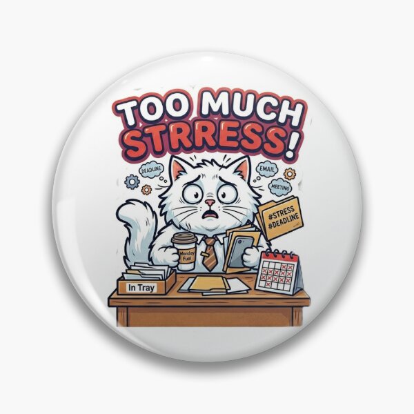 Item preview, Too Much Stress | Relatable Overworked Office Cat Sticker designed and sold by stickyverselab.