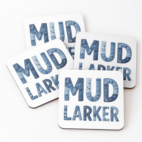 Item preview, MUD LARKER - IN DENIM FAUX LETTERING designed and sold by AlexOBrienArt.