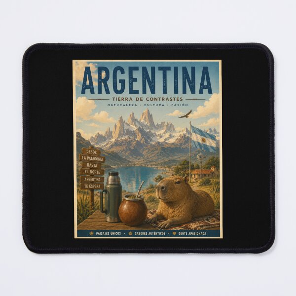 Item preview, Argentina Capybara Mate Vintage Travel Poster  designed and sold by Tienda-Vane.
