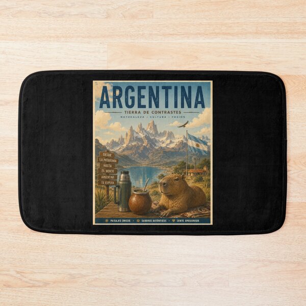 Item preview, Argentina Capybara Mate Vintage Travel Poster  designed and sold by Tienda-Vane.