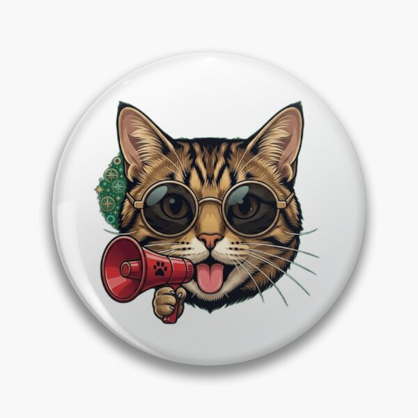 Item preview, Funny Cool Cat Sticker - Tabby Cat with Megaphone & Sunglasses Art designed and sold by zakman02.