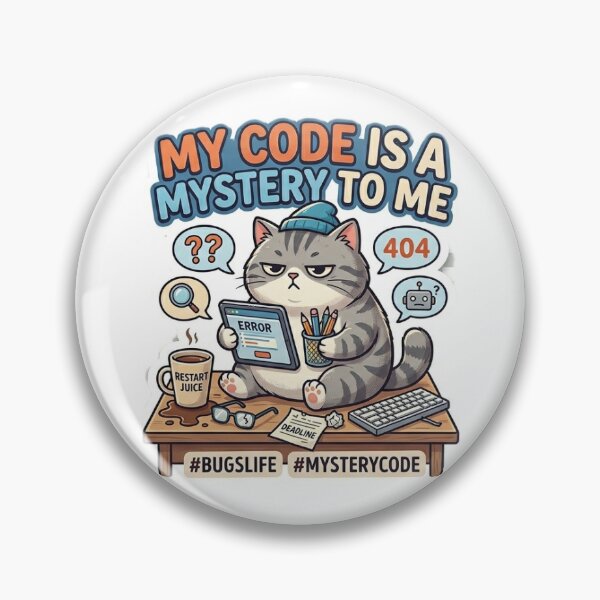 Item preview, My Code Is A Mystery To Me | Funny Programmer Tabby Cat Sticker designed and sold by stickyverselab.