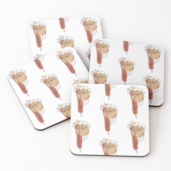 Item preview, Delicate Wildflower Line Drawing with Boho Terracotta Shapes designed and sold by ArtTinulyaOk.