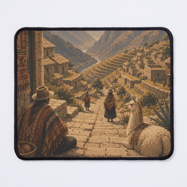 Item preview, Andean Mountain Village Llama Travel Poster designed and sold by Creative_Canvas.