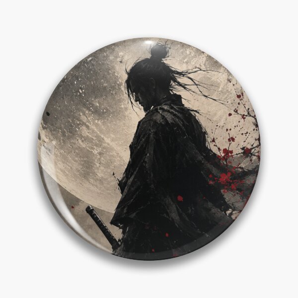 Item preview, Samurai Moon Ink Art Black Red Cherry Blossom Japanese Dark Aesthetic Warrior designed and sold by irfanshikh.