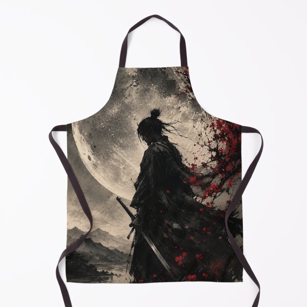 Item preview, Samurai Moon Ink Art Black Red Cherry Blossom Japanese Dark Aesthetic Warrior designed and sold by irfanshikh.