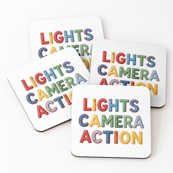 Item preview, LIGHTS CAMERA ACTION - IN COLORFUL FAUX LETTERING designed and sold by AlexOBrienArt.