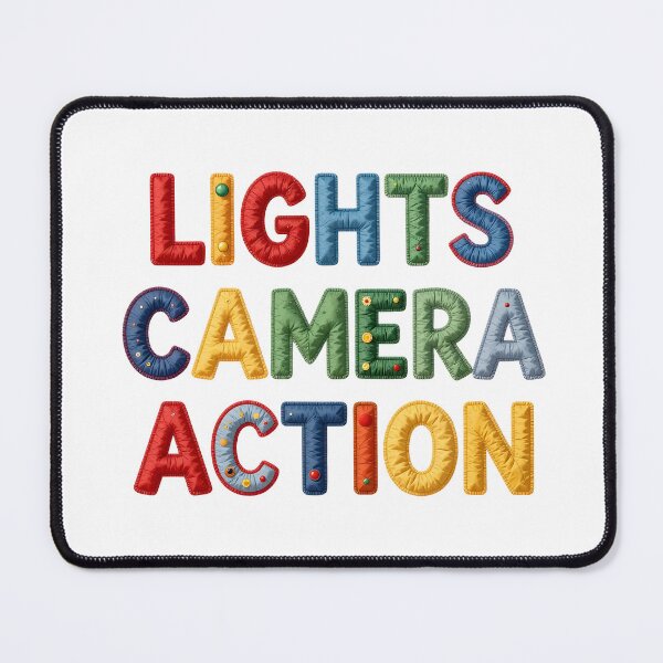 Item preview, LIGHTS CAMERA ACTION - IN COLORFUL FAUX LETTERING designed and sold by AlexOBrienArt.