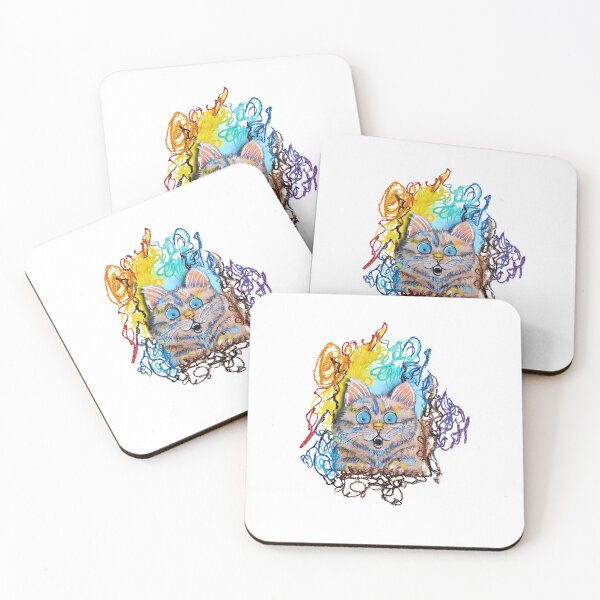 Item preview, Shocked Cat Meme Sticker, Weird Chaotic Kitten Art designed and sold by Vesivariart.