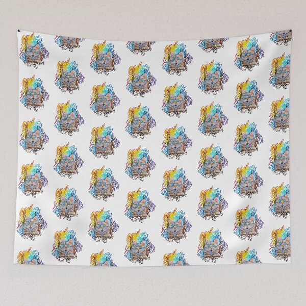 Item preview, Shocked Cat Meme Sticker, Weird Chaotic Kitten Art designed and sold by Vesivariart.