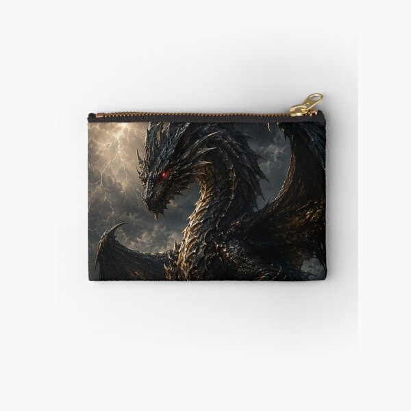 Item preview, Dark Dragon Lightning Storm Fantasy Castle Black Gold Epic Dragon Art Poster designed and sold by irfanshikh.