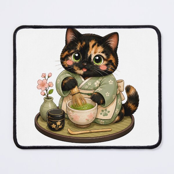 Item preview, Kawaii Tortoiseshell Cat Japanese Tea Ceremony Matcha designed and sold by Martin's_Design.