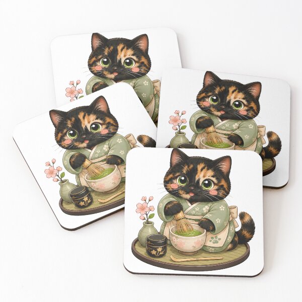Item preview, Kawaii Tortoiseshell Cat Japanese Tea Ceremony Matcha designed and sold by Martin's_Design.