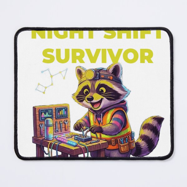 Item preview, Night Shift Survivor Raccoon-Funny Mining Raccoon designed and sold by Northern Glow Art.