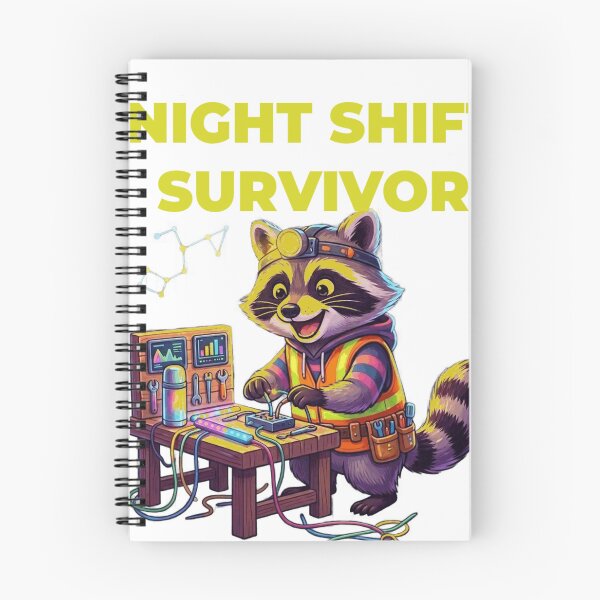 Item preview, Night Shift Survivor Raccoon-Funny Mining Raccoon designed and sold by Northern Glow Art.