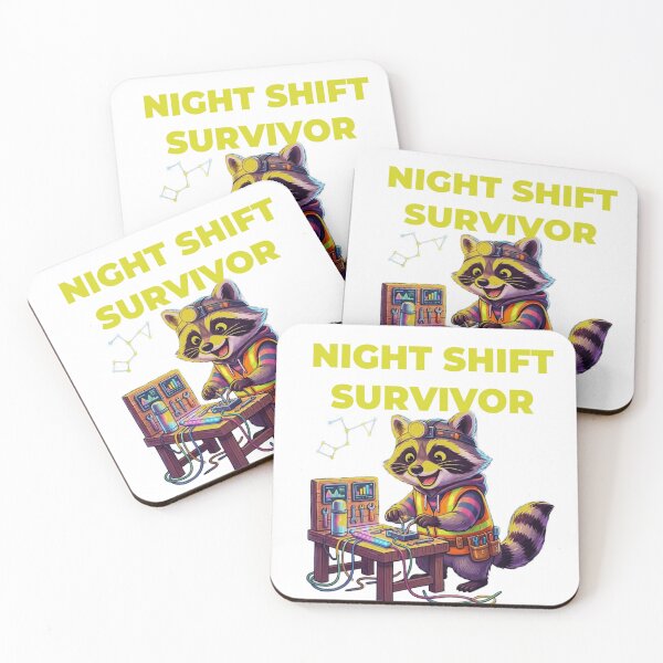 Item preview, Night Shift Survivor Raccoon-Funny Mining Raccoon designed and sold by Northern Glow Art.
