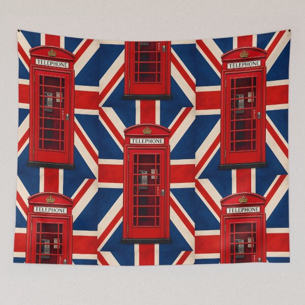 Item preview, Vintage Red London Telephone Box with Union Jack Flag designed and sold by Sybille-Yates.
