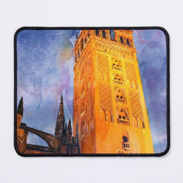 Item preview, Giralda Tower in Watercolor Style — Digital Art from Real Photography | Seville Cathedral Spain Architecture designed and sold by M.ALK.Watercolor.