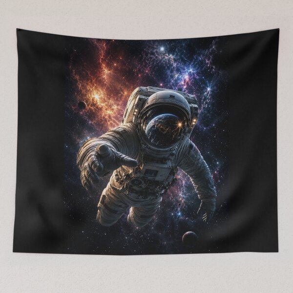Item preview, Astronaut Floating Galaxy Nebula Space Art Colorful Universe Sci-Fi Cosmic Poster designed and sold by irfanshikh.